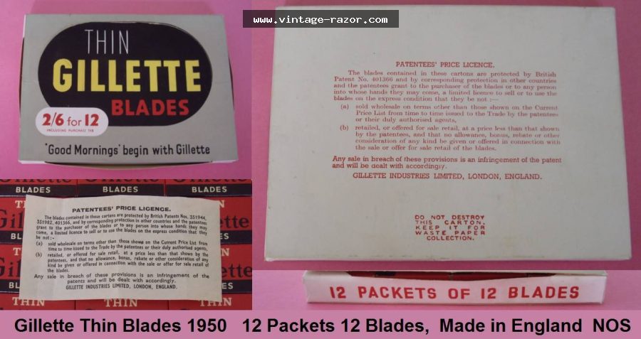 Gillette Thin Blades 1950s