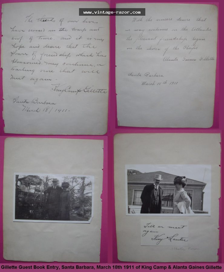 Gillette Guest Book Entry 1911