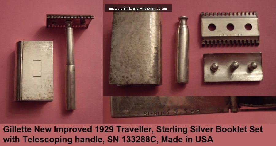 Gillette New Improved Sterling Silver Traveller 1929