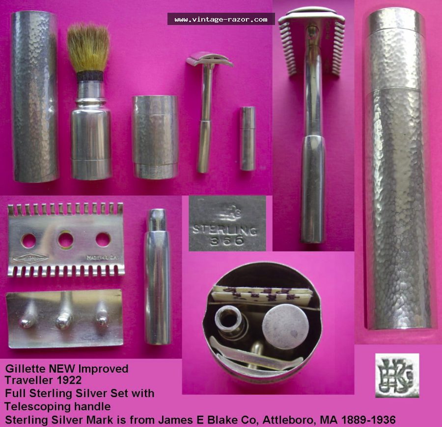 Gillette New Improved Sterling Silver Traveller 1922