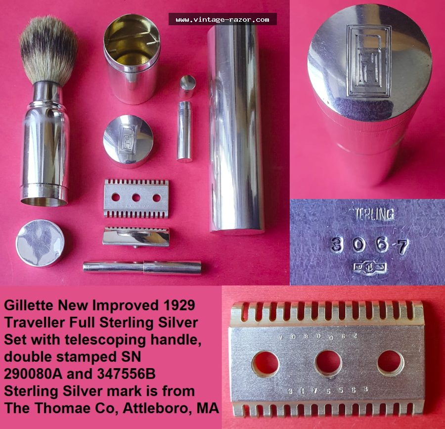 Gillette New Improved Sterling Silver Traveler 1929