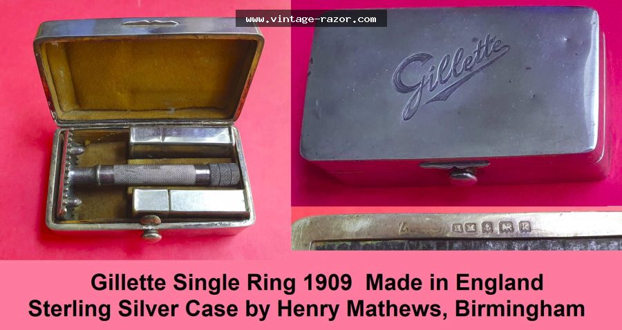 Gillette Sterling Silver Single Ring Set 1909