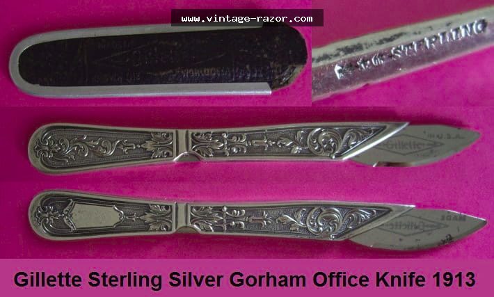 Gillette Sterling Silver Office Knive 1913