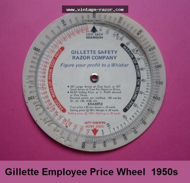 Gillette Employee Price Wheel 1950s